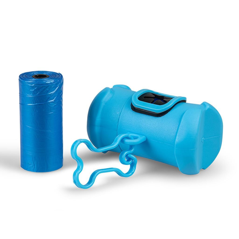 Distributeur sacs hygiéniques OS bleu - Accessoire pratique pour chiens