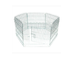 Enclos Parc à Chiots Hexagonal en Métal Galvanisé - Protection et Sécurité