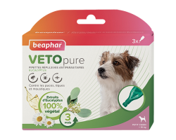 Pipettes répulsives antiparasitaires à l'Eucalyptus pour chiens jusqu'à 15kg