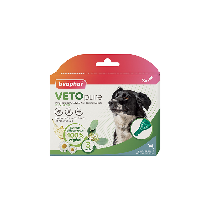 Pipettes antiparasitaires Eucalyptus pour chiens moyens (15-30 kg) | Beaphar