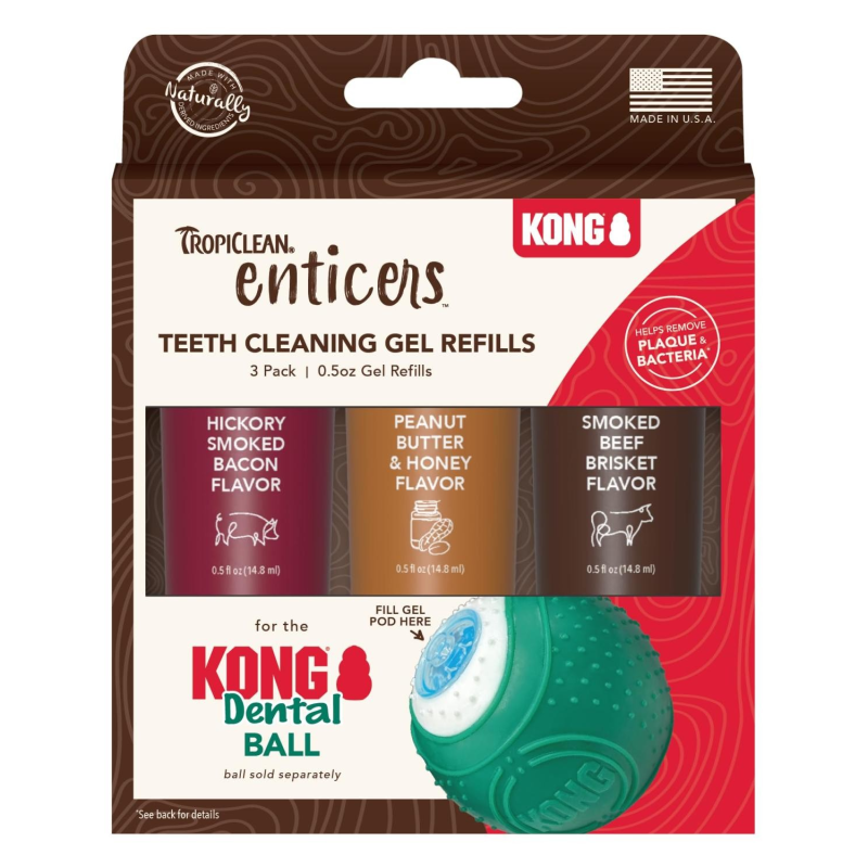 KONG lot de 3 gel pour dental ball - Soins dentaires pour chiens