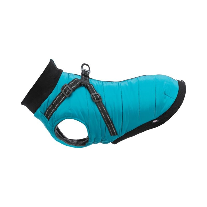Manteau Pontis bleu aqua TRIXIE avec harnais intégré pour chiens