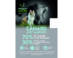 Croquettes sans céréales au canard et sardine pour chat - Instinctiv crOc