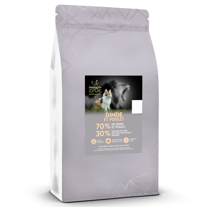 Croquettes sans céréales pour chat - Dinde et poulet | Instinctiv crOc