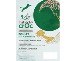 Croquettes Super Premium au poulet et poisson pour chat Senior - INSTINCTIV CROC