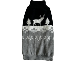 Pull de Noël gris et noir pour chien - Vêtement tricoté festif