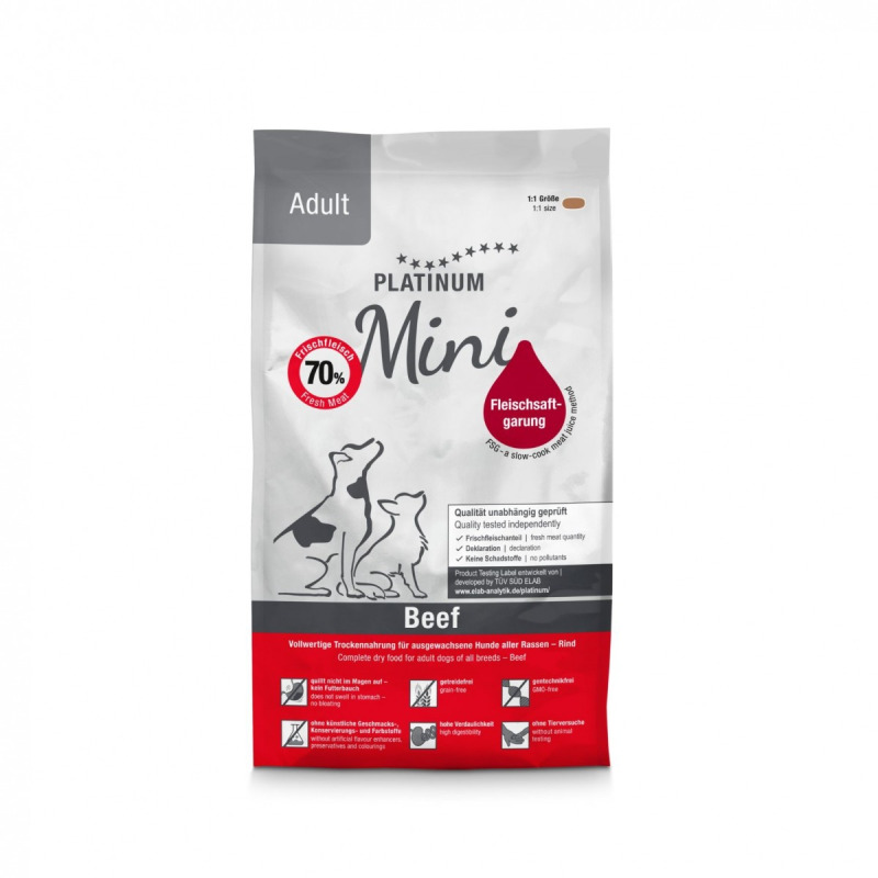 Croquettes au bœuf mini pour chien adulte - Platinum 900g