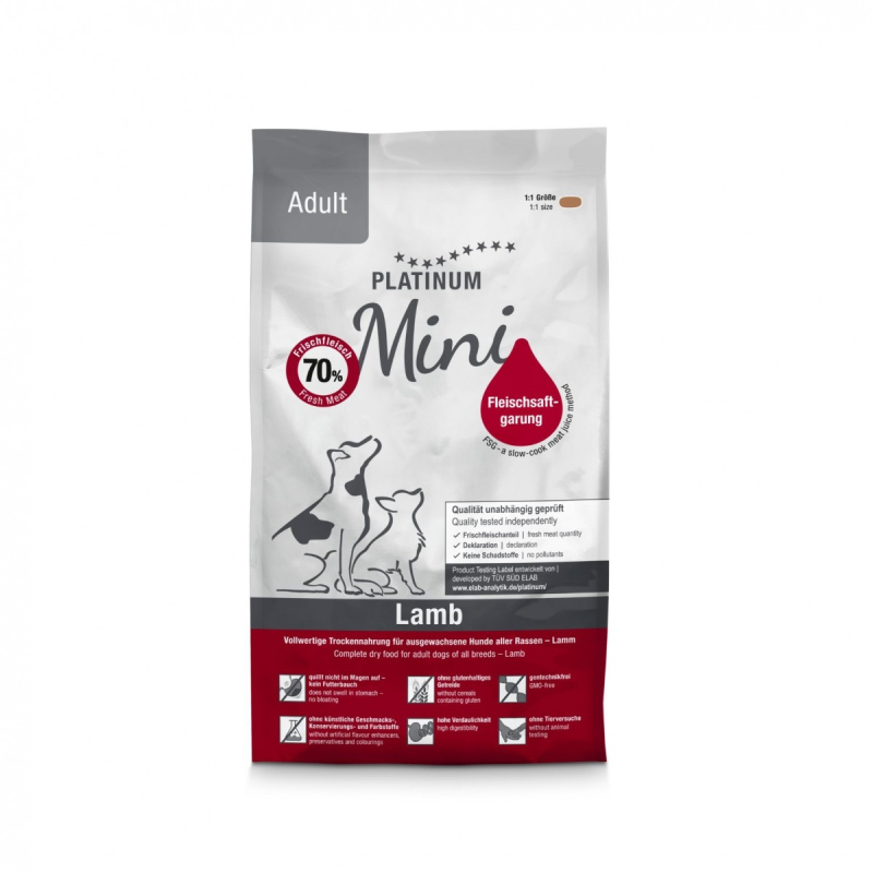 Croquettes pour chien adulte - Agneau mini Platinum 900g