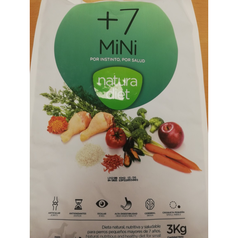 Croquettes chiens âgés poulet Natura Diet +7 mini