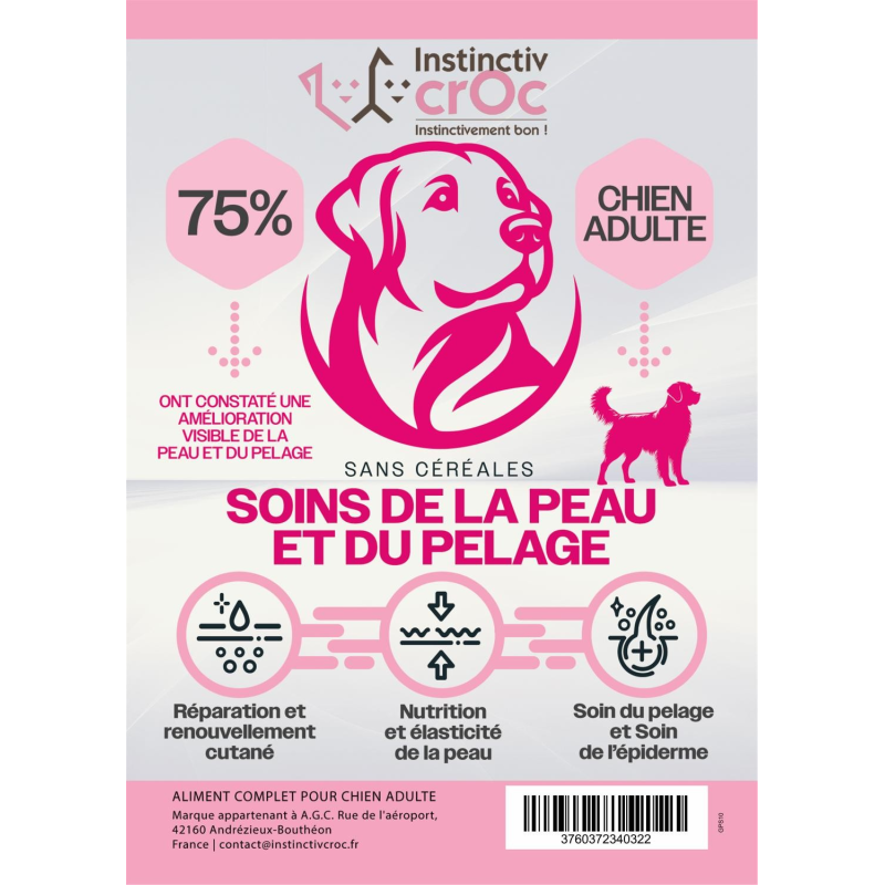 Croquettes vétérinaires Peptide+ soin peau pelage | INSTINCTIV CROC