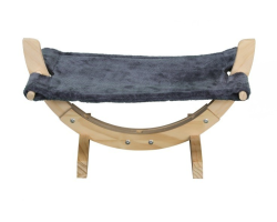 Hamac bois et tissus gris pour chats - Confort et élégance