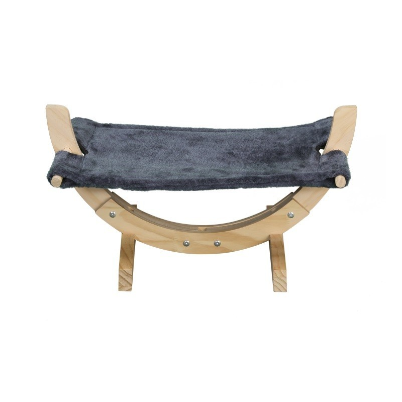 Hamac bois et tissus gris pour chats - Confort et élégance
