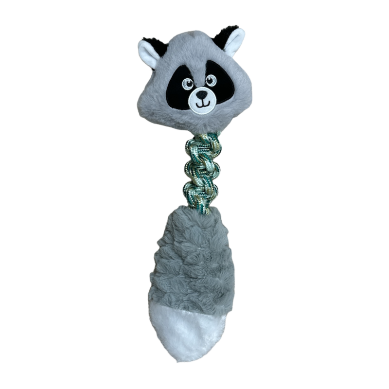 Jouet peluche raton laveur gris pour chiens - Mon ami Luki