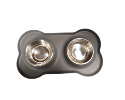 Tapis en silicone anti-dérapant avec gamelles inox - Mon Ami Luki