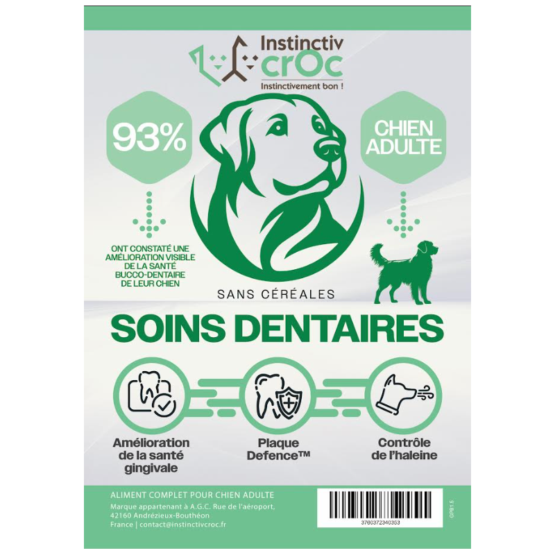 Croquettes vétérinaires Peptide+ Chien adulte Soins Dentaires - INSTINCTIV CROC