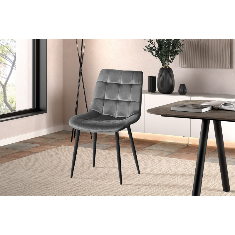 Chaise Juta Velours Gris Foncé | Meubles Elegants