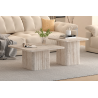 Set de 2 tables basses Bobby en décor travertin beige - Élégance moderne