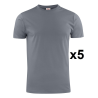 Tee shirt manches courtes gris Heavy RSX - Lot de 5 hommes