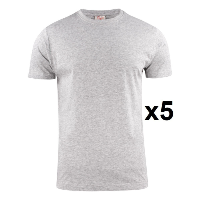 Tee shirt manches courtes eco gris light RSX - Lot de 5 | Vêtements
