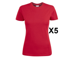 Tee shirt manches courtes femme rouge Heavy RSX - Lot de 5 | Qualité et Confort