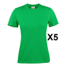 Tee shirt manches courtes femme vert Heavy RSX - Lot de 5 | Vêtements