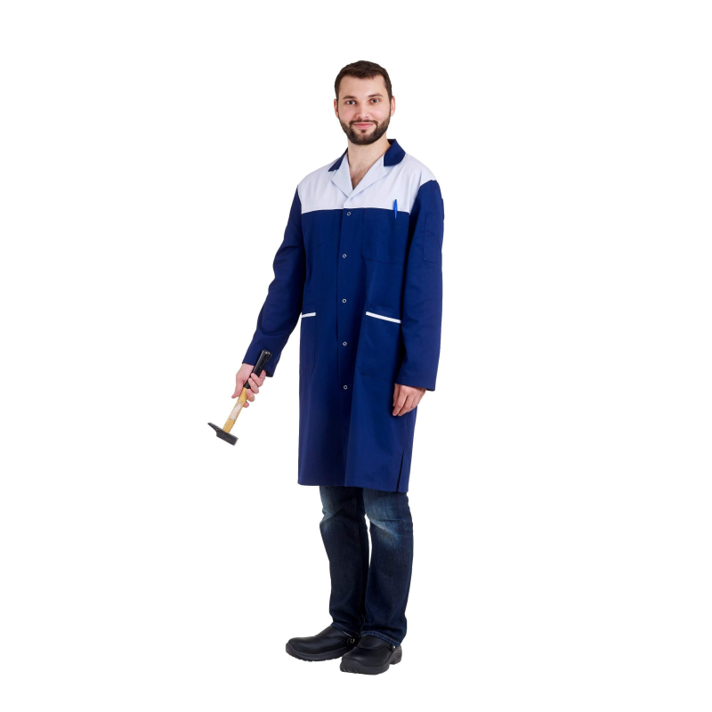 Blouse de travail manches longues Maxime marine - Vêtement professionnel durable