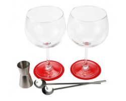 Set cocktail Ludi-Vin : 2 verres, 2 paillettes métal et doseur