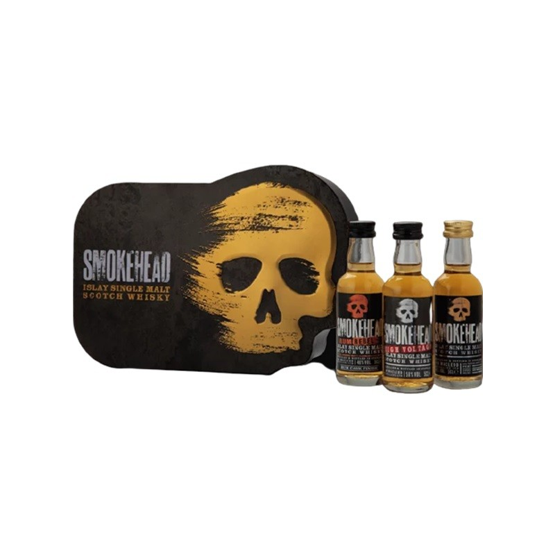 Coffret Smokehead single malt whisky tête de mort 15cl 49°