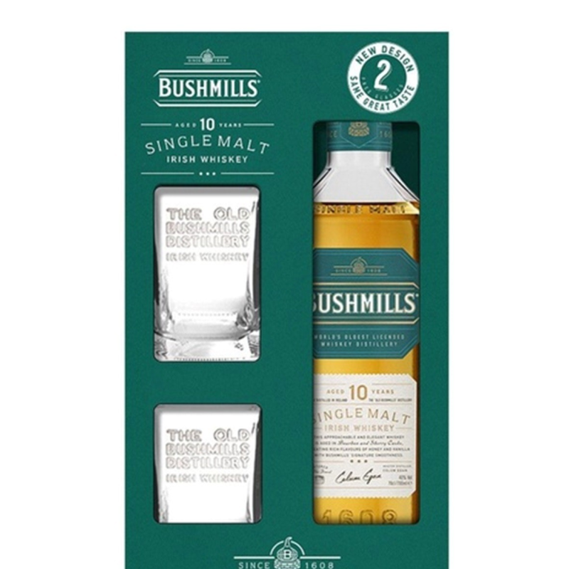 BUSHMILLS 10 ANS Coffret 2 Verres - Whisky Single Malt