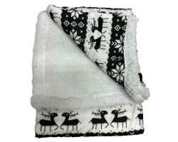 Couverture Noël Sherpa pour chien et chat - Noir et blanc