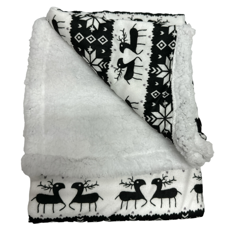 Couverture Noël Sherpa pour chien et chat - Noir et blanc