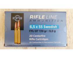 Munitions PPU 6,5x55, 139 gr FMJBT - Précision et Performance