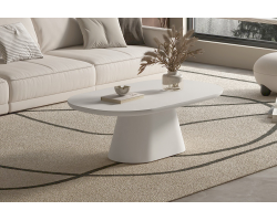 Table basse Tavira 120 cm ovale en ciment blanc | Meubles Homelands