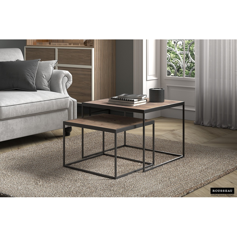 Table basse 'Quinn' set de 2 en bois de manguier - Élégance moderne