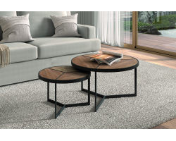 Table basse 'Laveu' en bois de manguier et métal - Set de 2