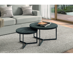 Table basse 'Laveu' en bois de manguier noir - Set de 2