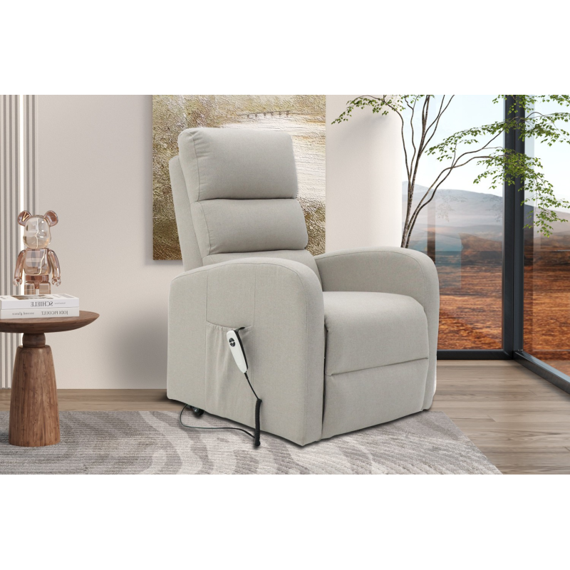 Fauteuil releveur électrique Bruges - Tissu gris clair | Confort moderne