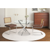 Table 'Lasi' 120 cm Ronde Verre Pieds Chromés | Mobilier Moderne