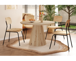 Table 'Tigo' 120 cm Ronde Décor Chêne Vieilli - Élégance et Fonctionnalité