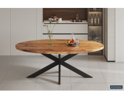 Table Alexa 200 cm ovale en bois de manguier - Élégance et robustesse