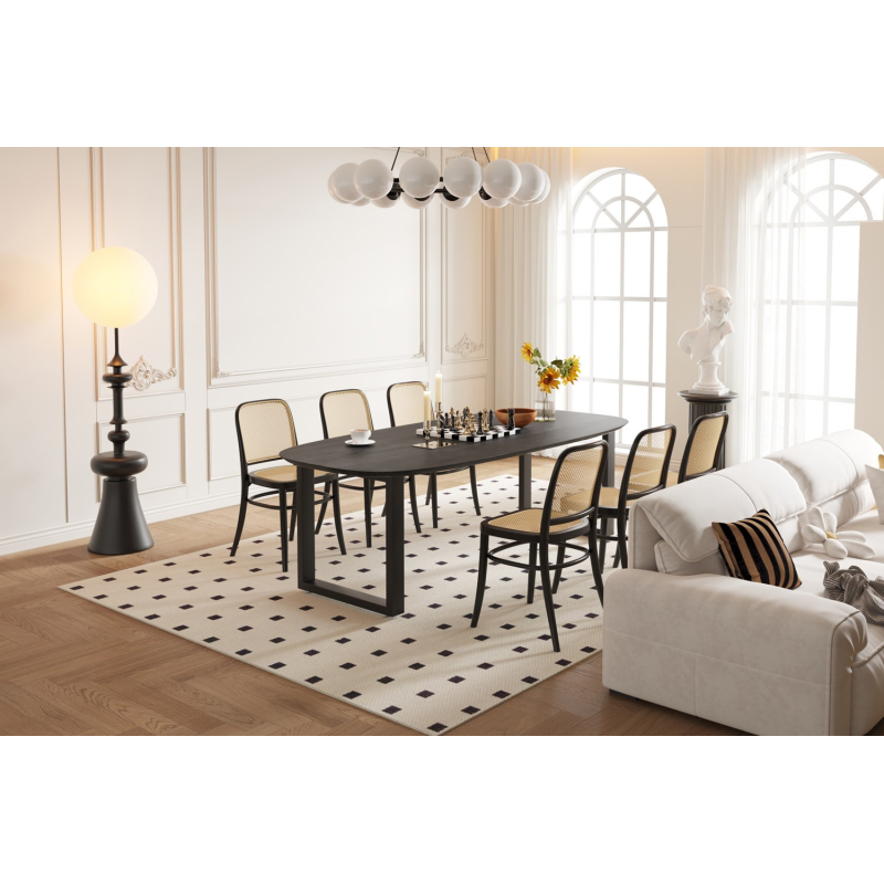 Table Tommy Ovale 220x100 cm en Bois de Manguier Noir | Meubles Contemporains