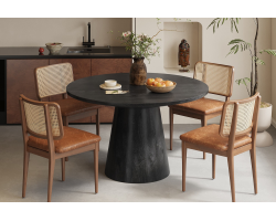 Table ronde Tommy en bois de manguier noir - Meubles élégants