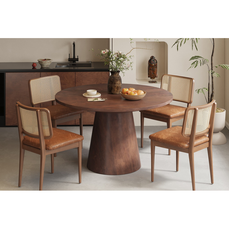 Table ronde Tommy 130 cm en bois de manguier - Meubles design