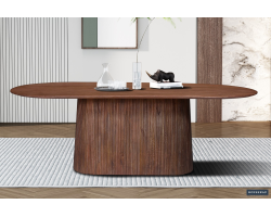 Table 'Miguel' 230 cm Ovale en Bois de Manguier Brun Clair - Meubles Design