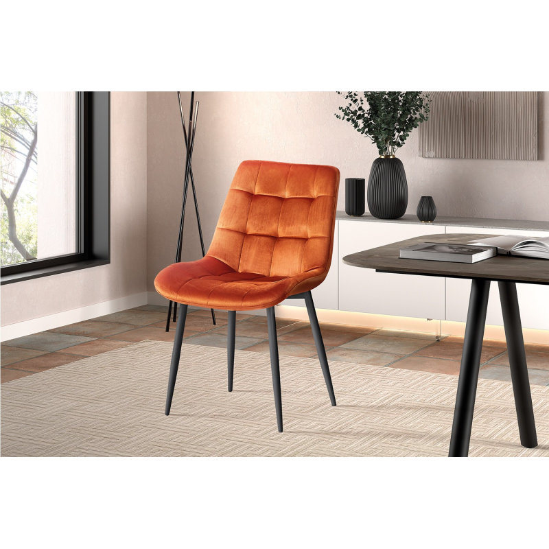 Chaise 'Juta' Velours Orange - Élégance et Confort