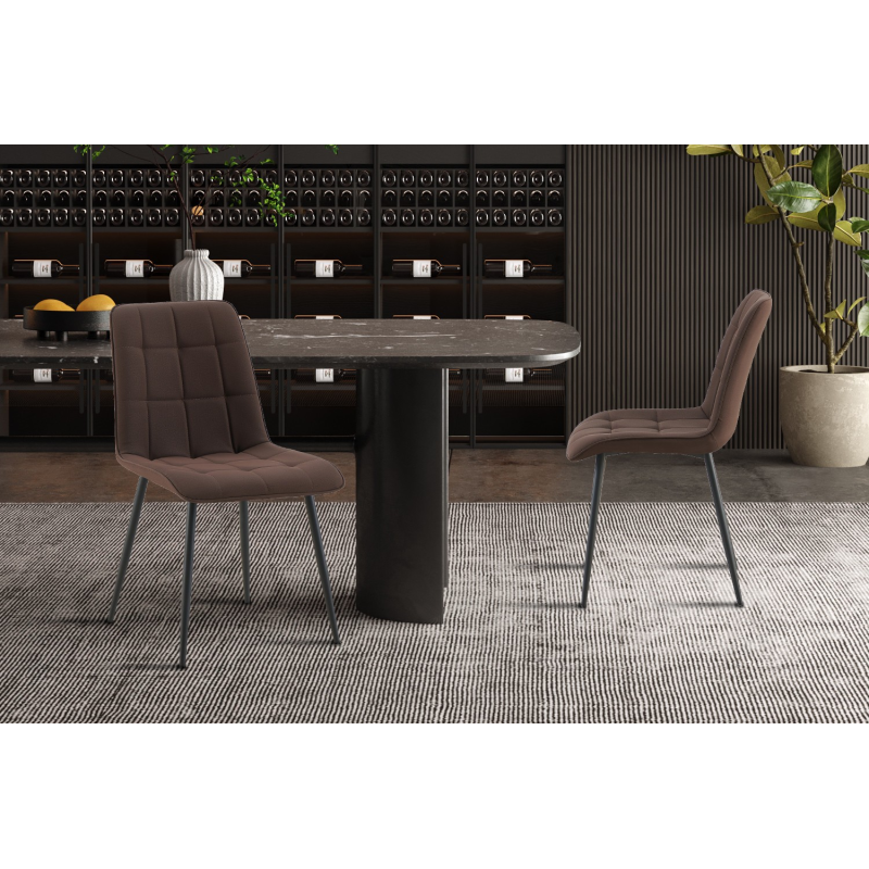 Set de 4 chaises 'Furas' PU Brun foncé - Confort et Style