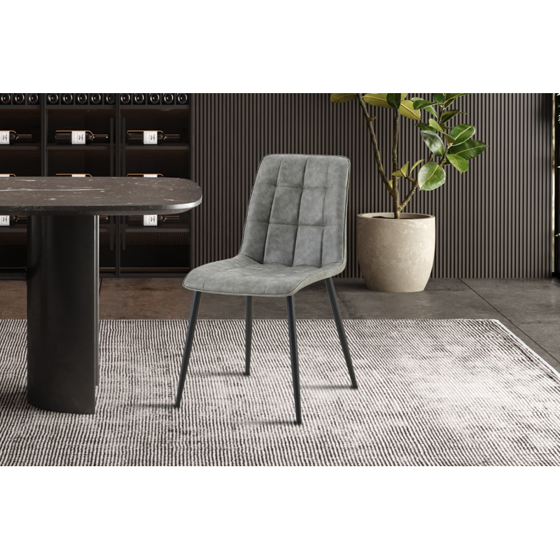 Set de 4 chaises Furas Vintage PU Gris - Meubles élégants