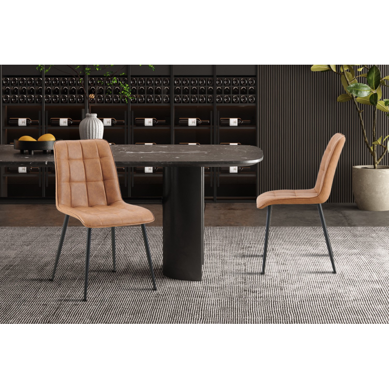 Set de 4 chaises Furas vintage PU cognac - Meubles élégants