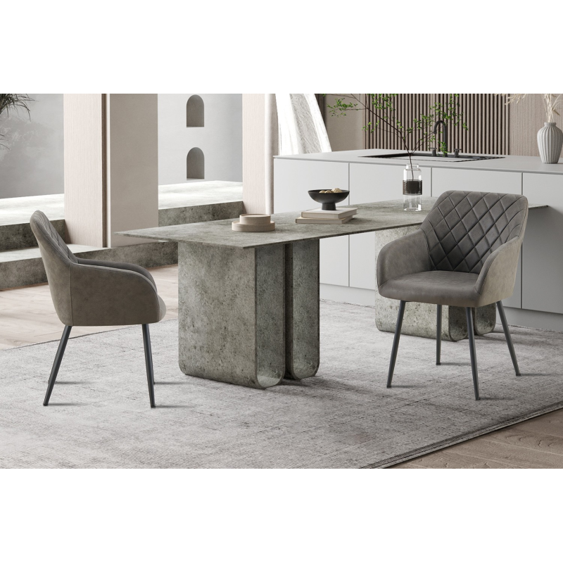 Chaise 'Peron' PU Microfibre Gris - Élégance et Confort