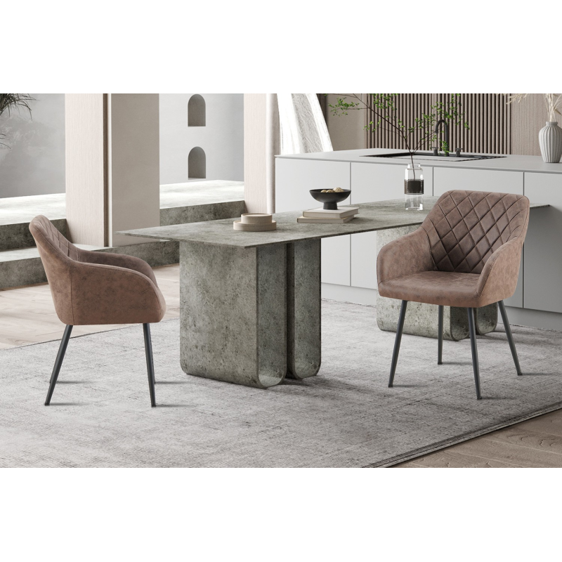 Chaise Peron en PU microfibre brun - Confort et Élégance